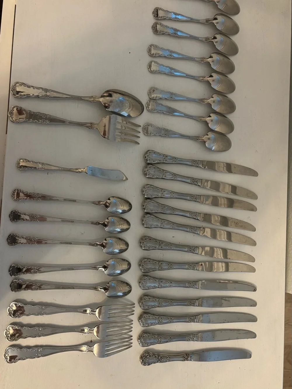 Gorham Blossom 18/10 Stainless Mixed Flatware set of 31 Knives Forks Spoons